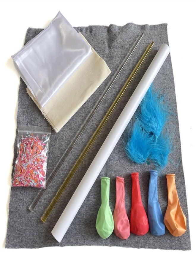 Diycoming Electrostatic Friction Rod Kit : 3 Cloths, 2 Rods,1PVC Tubes with Feather, Shredded Paper Material Package - Image 1